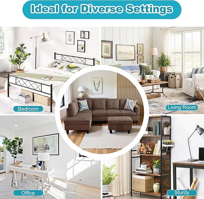 L Shaped Couch Modern Sectional Couch Upholstered Sackcloth Fabric 3 Pieces - Image 7