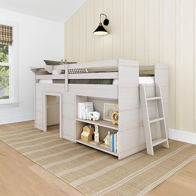 Max & Lily Modern Farmhouse Twin Low Loft Bed by MaxLily