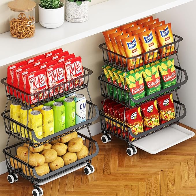 3-Tier Rolling Pantry Cart by MiyawellOfficial