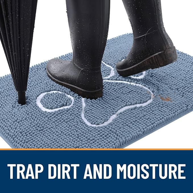 OLANLY Door Mat for Muddy Dog Paws 48x30, Absorbent Chenille Doormat - Image 2