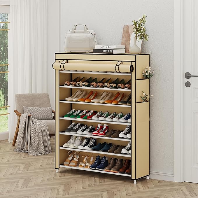 Calmootey 7 Tier Shoe Rack Organizer to Hold 35 Pairs, Portable Shoe Shelf - Image 2