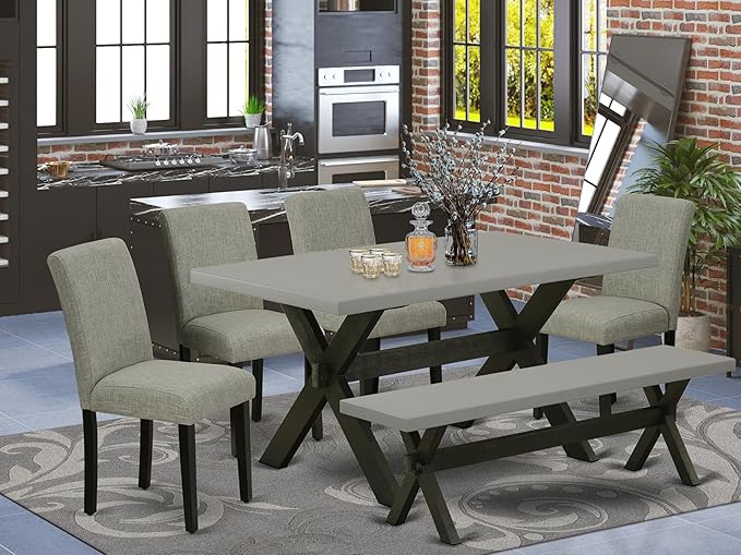 East West Furniture X696AB106-6 6 Piece Dining Room Set Contains a Rectangle - Image 2