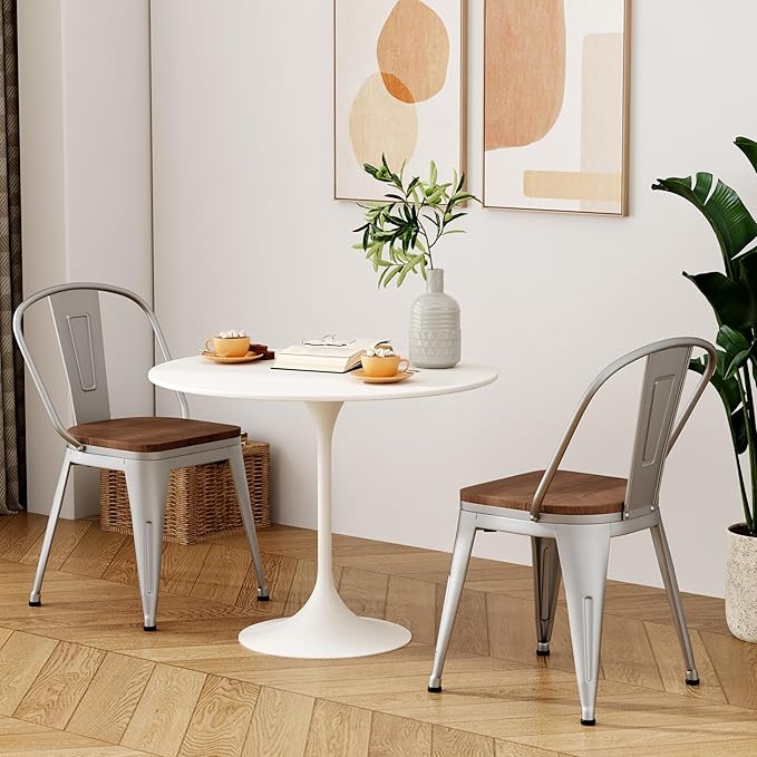 18 Inch Metal Dining Chairs, Arlunar Farmhouse Chairs Set of 4 Black Dining - Image 7