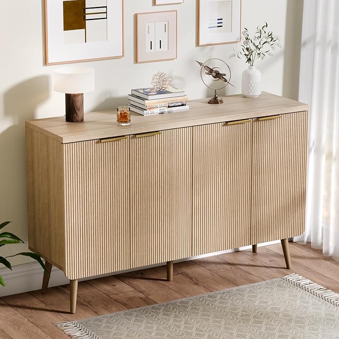 47.2" Buffet Cabinet with 4 Doors, Accent Sideboard Cabinet with Adjustable by ChicFurnit