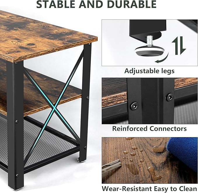 Clikuutory Modern Brown 63 inch Metal TV Stand - Image 6