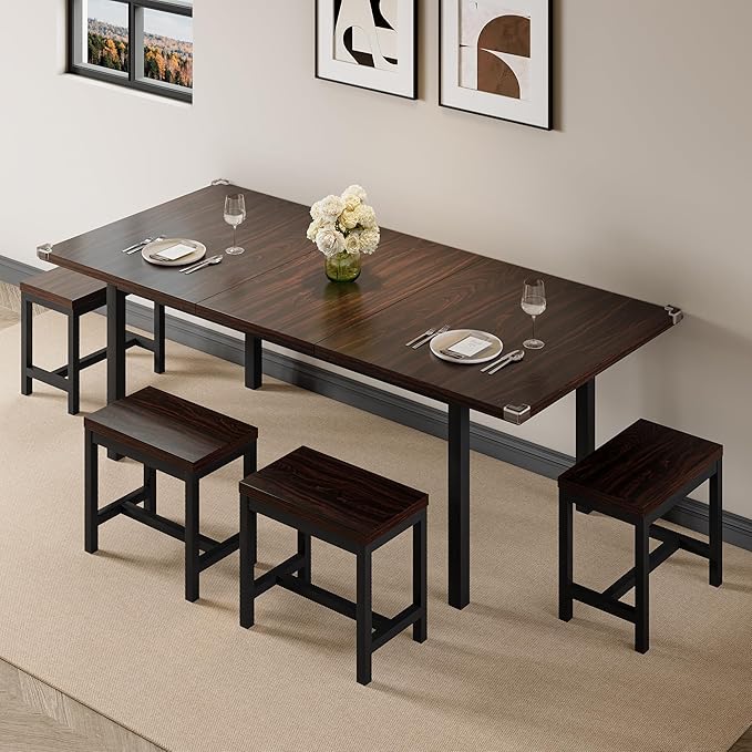 7-Piece Dining Table Set, Mid Century Modern Dinner Table - Image 8