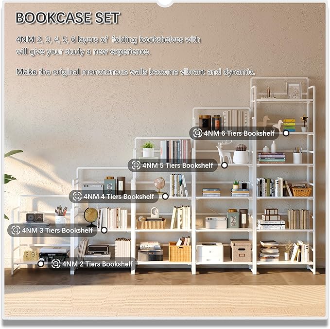 4NM 2 Tiers No-Assembly Folding Bookshelf - Image 8