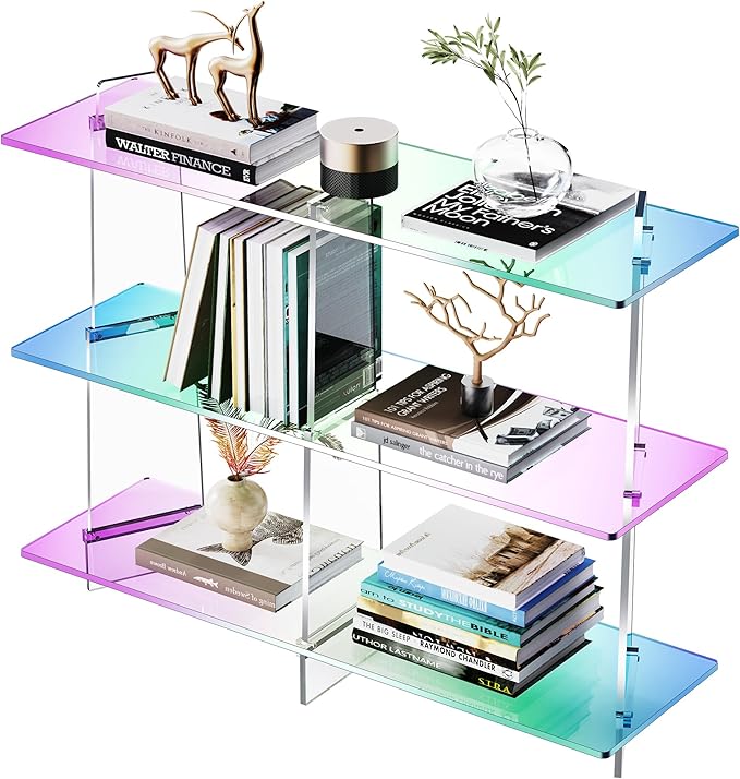 Acrylic Bookshelf, Small 3 Tier Open Bookcase by AcrylicFurnitureHomeDecor