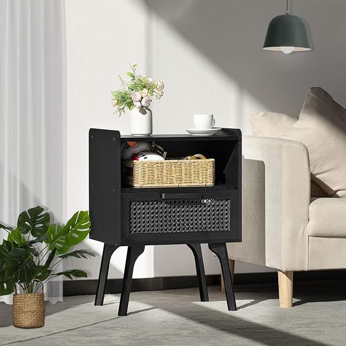 Lerliuo Rattan Nightstand, Side Table - Image 4
