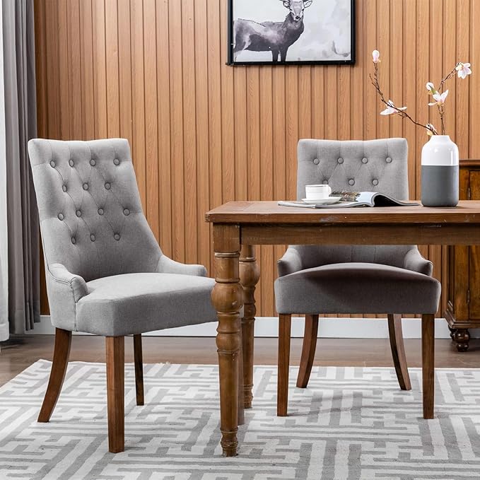 COLAMY Wingback Upholstered Dining Chairs Set of 4, Fabric Side Dining Room - Image 2