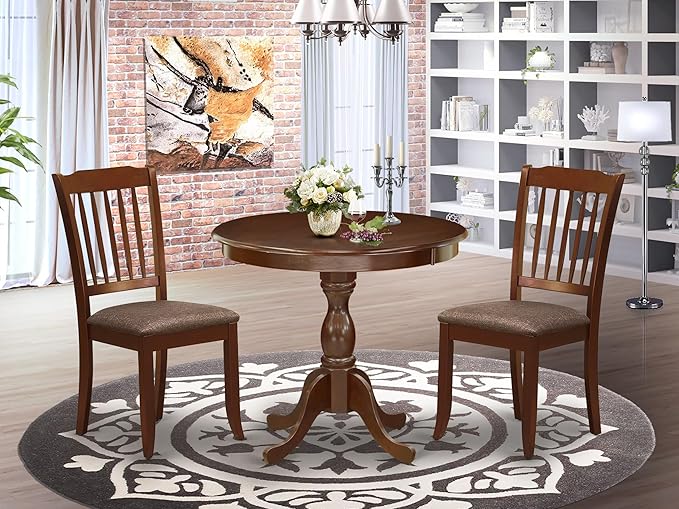 East West Furniture AMDA3-MAH-C 3 Piece Kitchen Table & Chairs Set Contains a - Image 2
