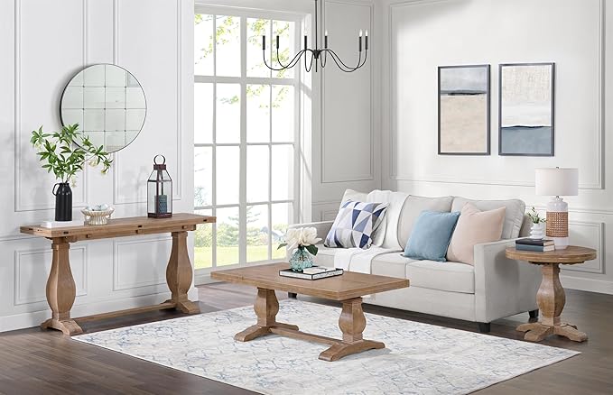 Martin Svensson Home Napa Solid Wood Pedestal Flip-Top Sofa Console Table - Image 9