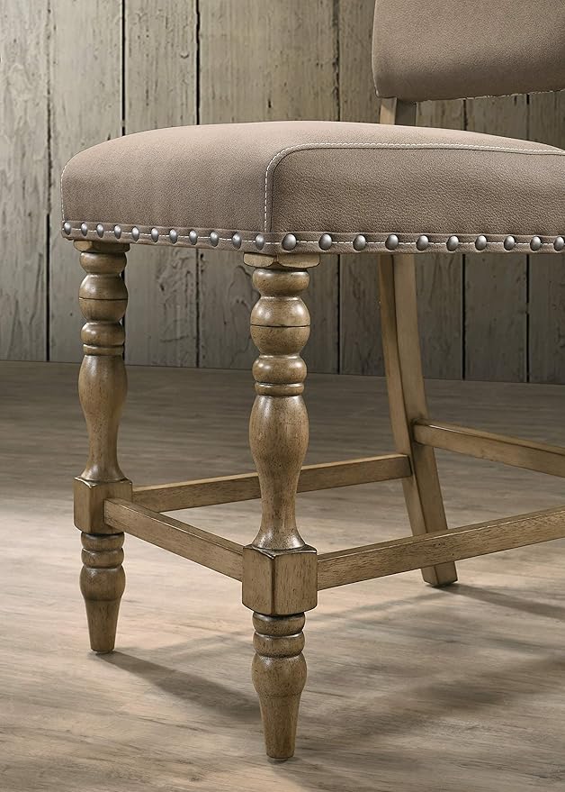 Roundhill Furniture Birmingham Script Printed Driftwood Finish Counter Height - Image 6