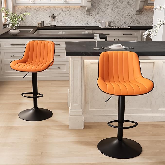 YOUNIKE Orange Bar Stools Set of 2 Kitchen Counter Height Barstools by YOUNIKE