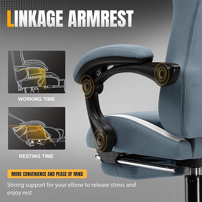 GTRACING Gaming Chair with Foot Rest & Pocket Spring Cushion, Breathable Fabric - Image 8