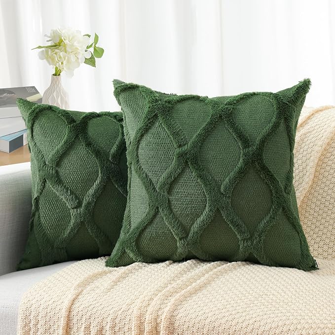 decorUhome Throw Pillow Covers 22x22 Inch Set of 2, Soft Plush Faux Fur Wool by decorUhome