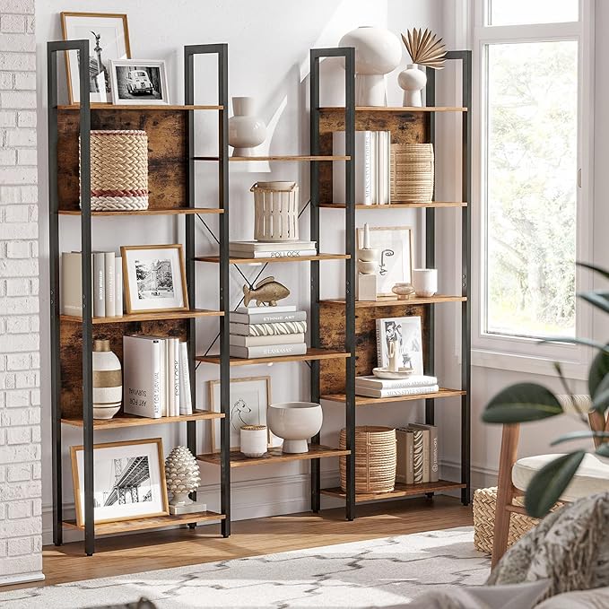 VASAGLE 5-Tier Bookcase with 14 Shelves, Book Shelf with Metal Frame, Bookshelf - Image 2