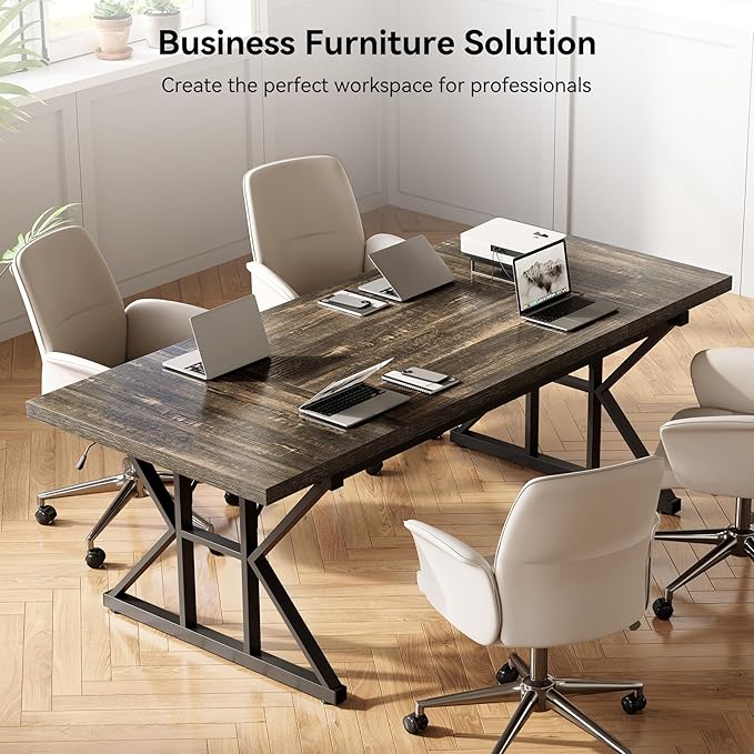 LITTLE TREE 70.8-Inch Large Executive Desk, Extra Long Computer Office Desk - Image 9