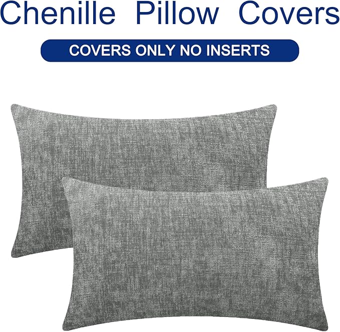CaliTime Throw Pillow Covers Decorative 12 X 20 Inches Pack of 2 Cozy Chenille - Image 6