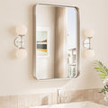 TokeShimi 16x24 Brushed Nickel Bathroom Wall Mirror Vanity Metal Frame Round by RefinedBathroomAccessories
