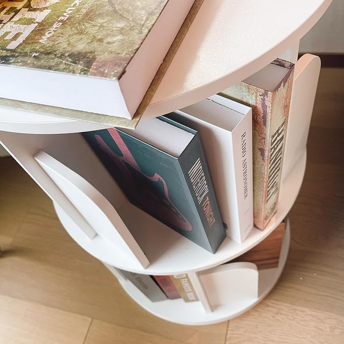 Heehee Wooden Rotating Bookshelf 360 Display Floor Standing Bookcase Storage - Image 6