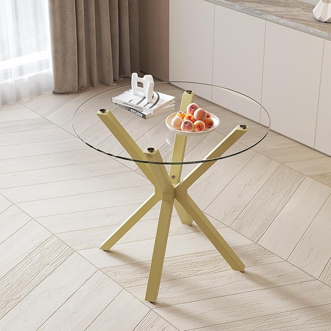 Tempered Glass Dining Table for 2-4, 36 Inch Round Kitchen Table - Image 2