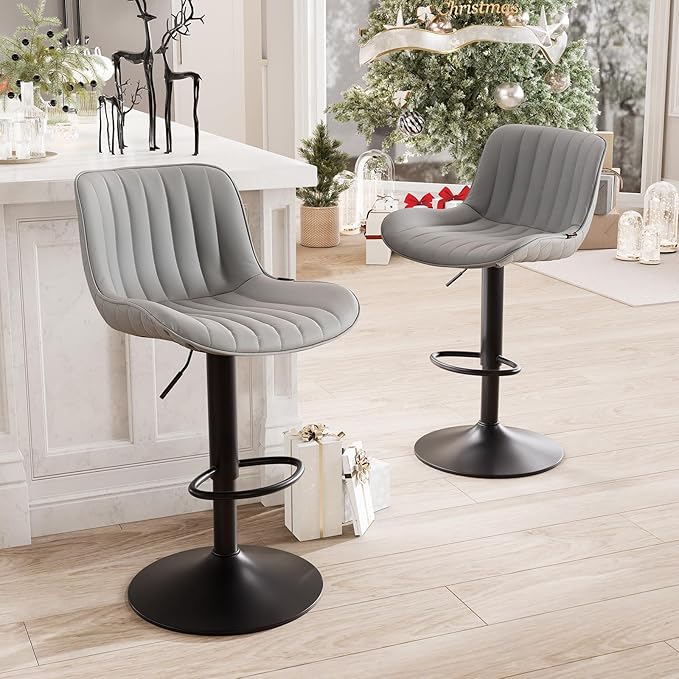 YOUNUOKE Counter Height Bar Stools Set of 2 Upholstered Kitchen Island by YOUNUOKE