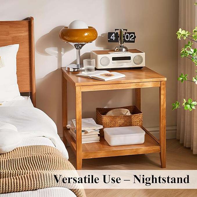 Side Table, Solid Wood Square End Table - Image 8