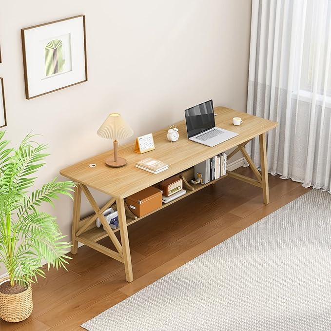 Extra Long Desk with Bookshelf - Image 7