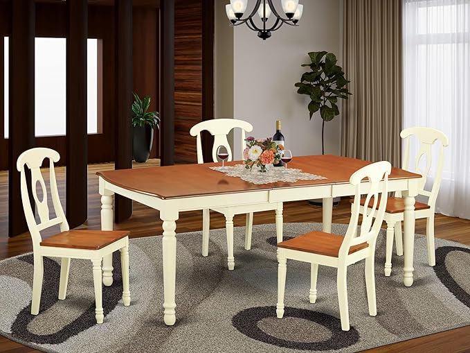 East West Furniture DOKE5-WHI-W 5 Piece Dining Room Furniture Set Includes a - Image 2