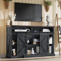 66" Farmhouse TV Stand with Sliding Barn Doors, Rustic Media Console Table by LUXOAKAddMoreStyletoHome