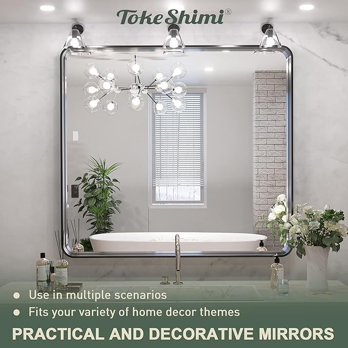 TokeShimi 36 x 36 Inch Wall Mirror Black Bathroom Vanity Mirror - Image 8