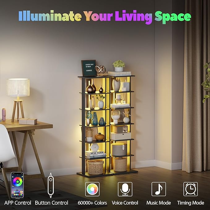 7-Tier Bookshelf, Narrow Bookcase - Image 4