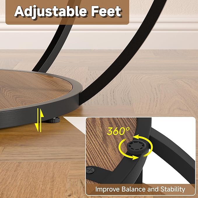 Round Coffee Table, 2-Tier Storage - Image 5