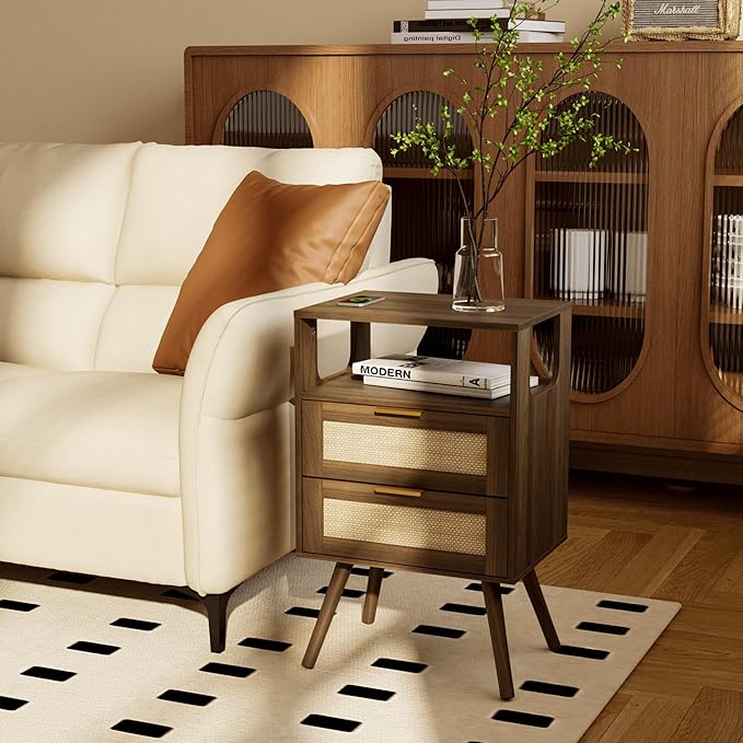 Rattan Nightstand, Farmhouse Bedside Table - Image 8