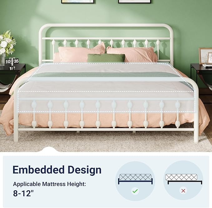 Allewie 14 Inches King Size Metal Platform Bed Frame - Image 8