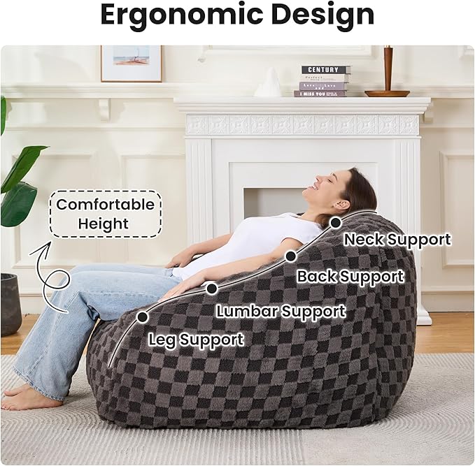 Bean Bag Chairs for Adults, Giant Beanbag Sofa Comfy Reading Chair, Oversized - Image 4