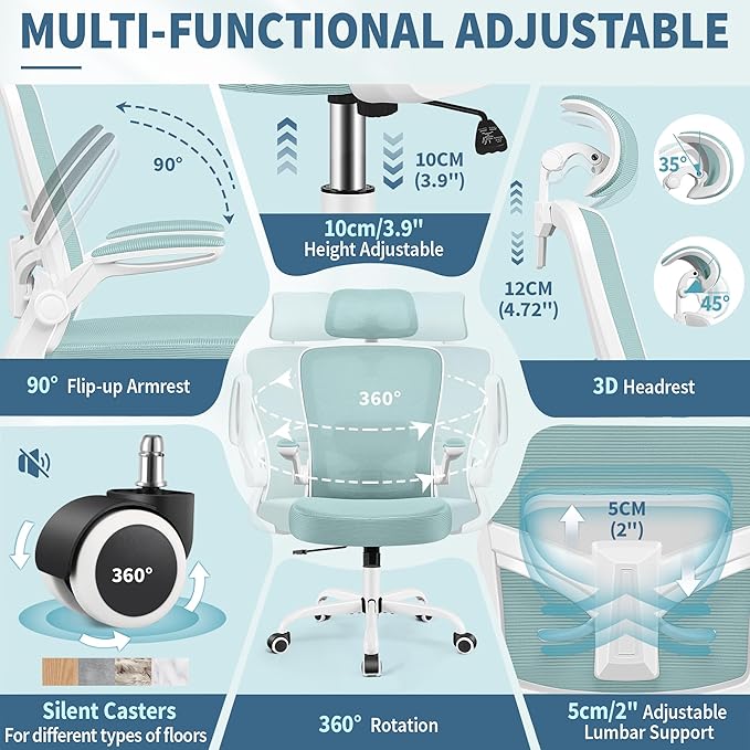 FelixKing Ergonomic Office Chair, Headrest Desk Chair Office Chair - Image 7