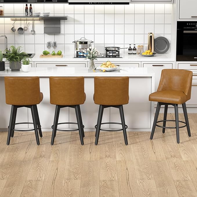 Counter Height Swivel Bar Stools Set of 2, 26 Inch Bar Stools - Image 2