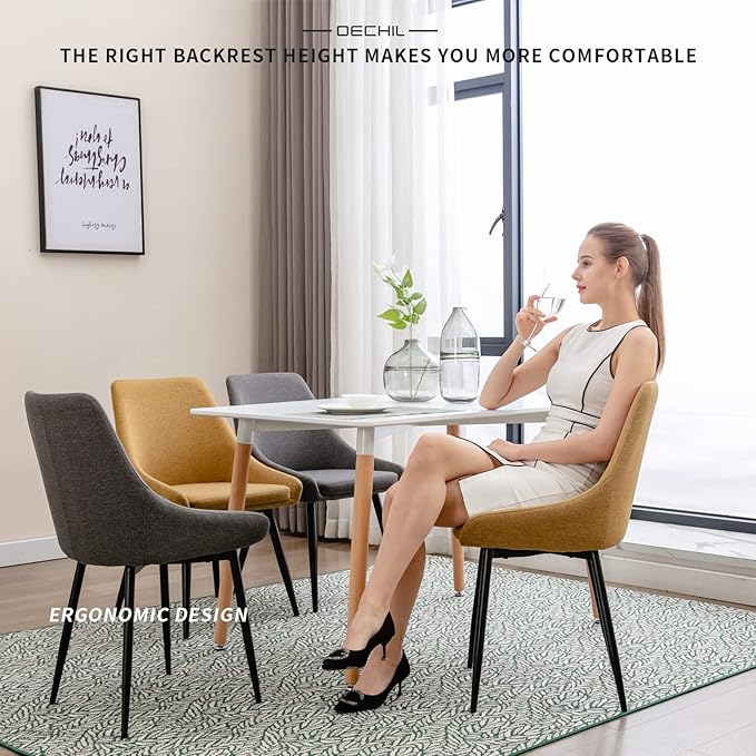 Modern Dining Chairs Set of 2, Shell Upholstered Chair - Image 6