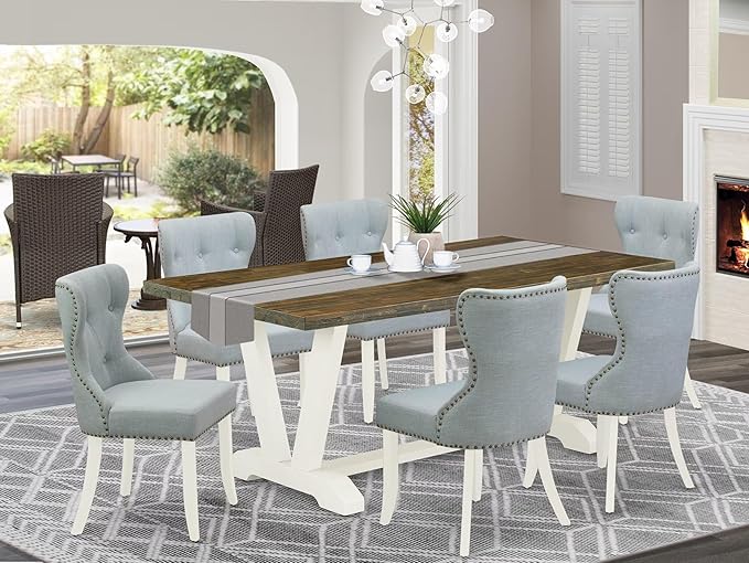 East West Furniture V077SI215-7 7 Piece Dining Room Furniture Set Consist of a - Image 2