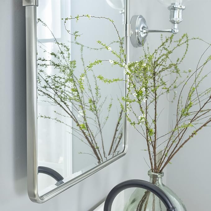 TEHOME 20x30'' Brushed Nickel Pivot Mirror Rectangle Bathroom Vanity Mirror - Image 5