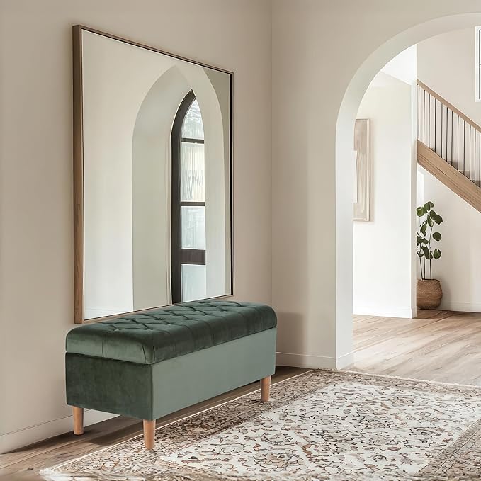 HomePop Home Decor | Tufted Ainsley Button Storage Ottoman Bench - Image 2