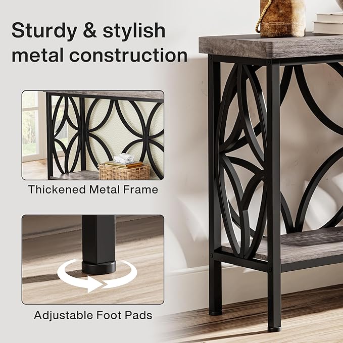 LITTLE TREE Sofa Table, 70.9 Inch Industrial Behind Couch Table - Image 8