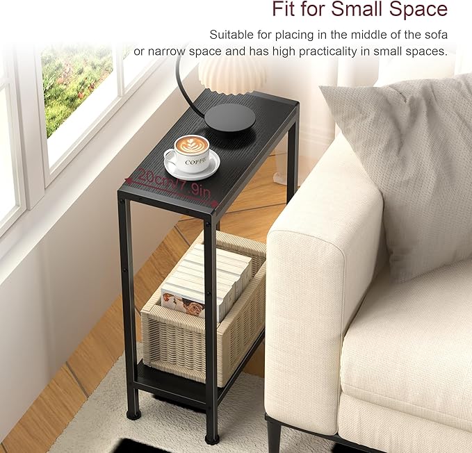 Narrow Side Table for Small Space, 2-Tier Small End Table - Image 4