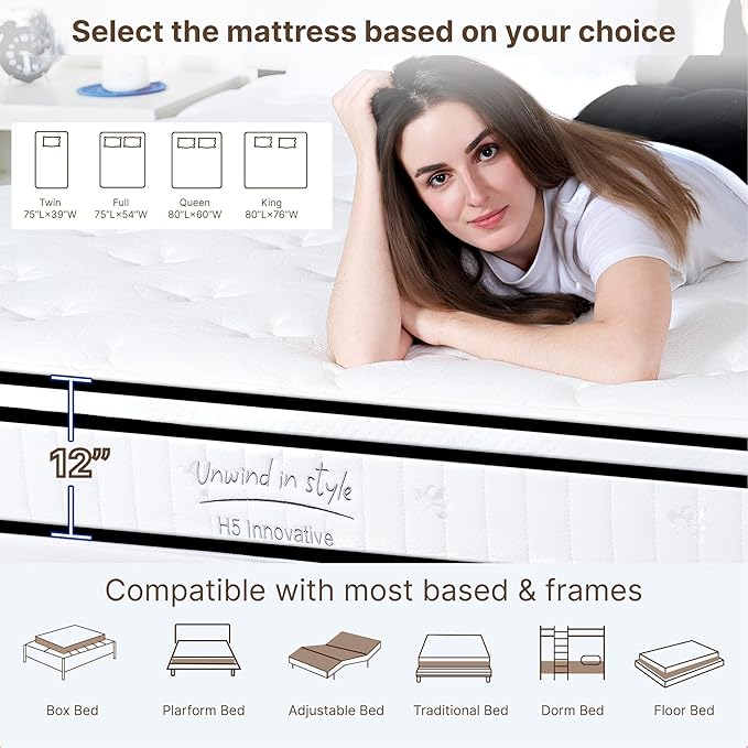 Full Size Mattress, 12 Inch Medium Firm Foam Hybrid Mattress - Image 7