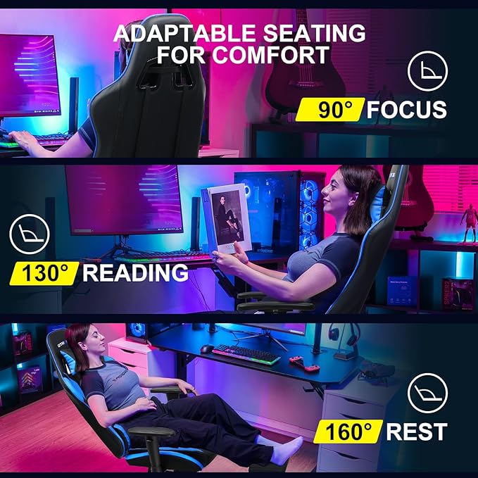 GTRACING Gaming Chair with Footrest, Ergonomic Computer Game Desk Chair - Image 4
