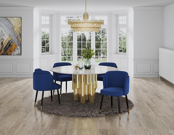 Manhattan Comfort Zephyr Modern Velvet Dining Chair, Solid Wood Frame - Image 4