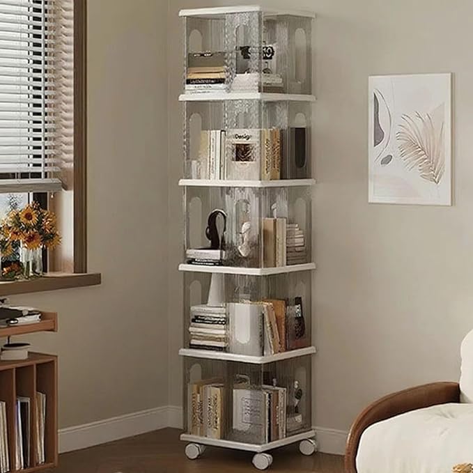 Rotating Bookshelf Tower, 360-Degree rotating bookshelves, Small Space Spinning - Image 5