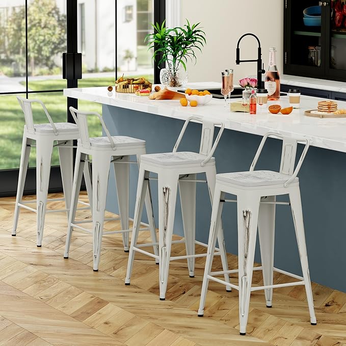 Yongchuang 30 inch Bar Stools Set of 4 Bar Height Metal Barstools - Image 2